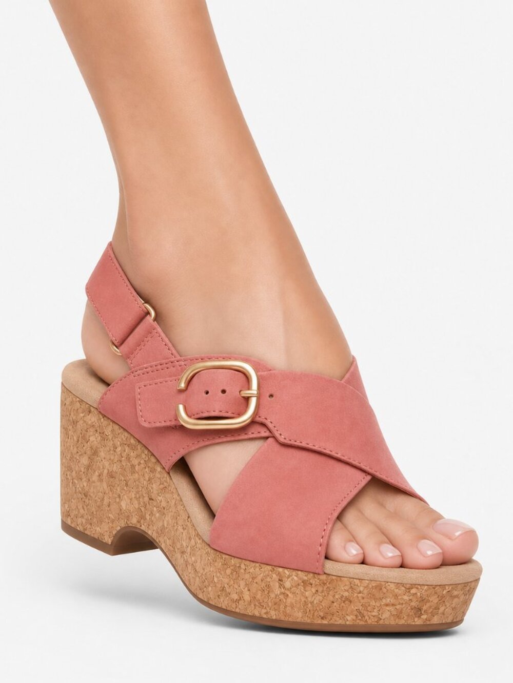 Clarks Giselle Dove Wedge Sandals Blush Nubuck US Size 5